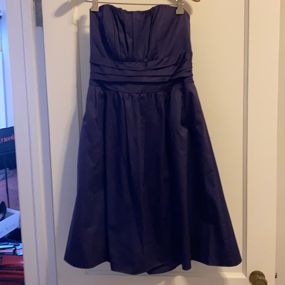 Purple strapless dress!